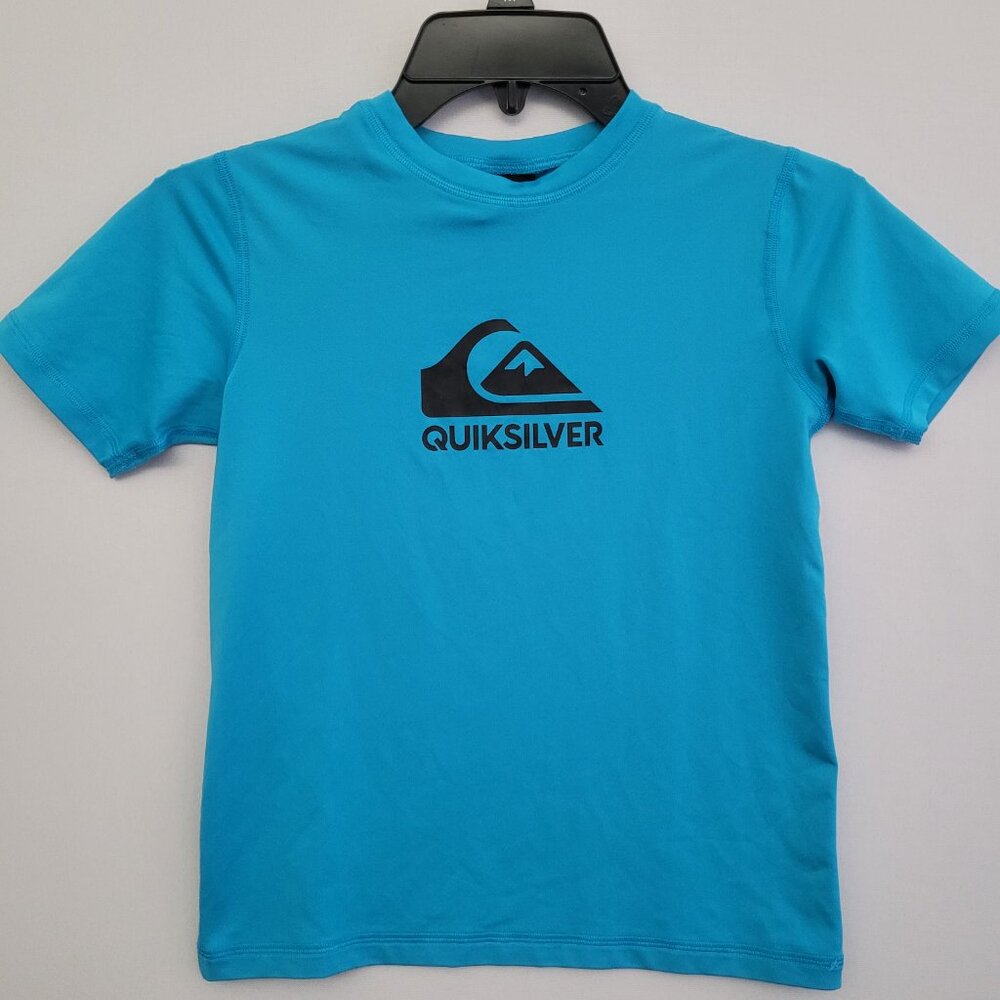 Quiksilver Rash Guard Boys Small 6-8 Surfing Swim Shirt Short Sleeve Kids Pool